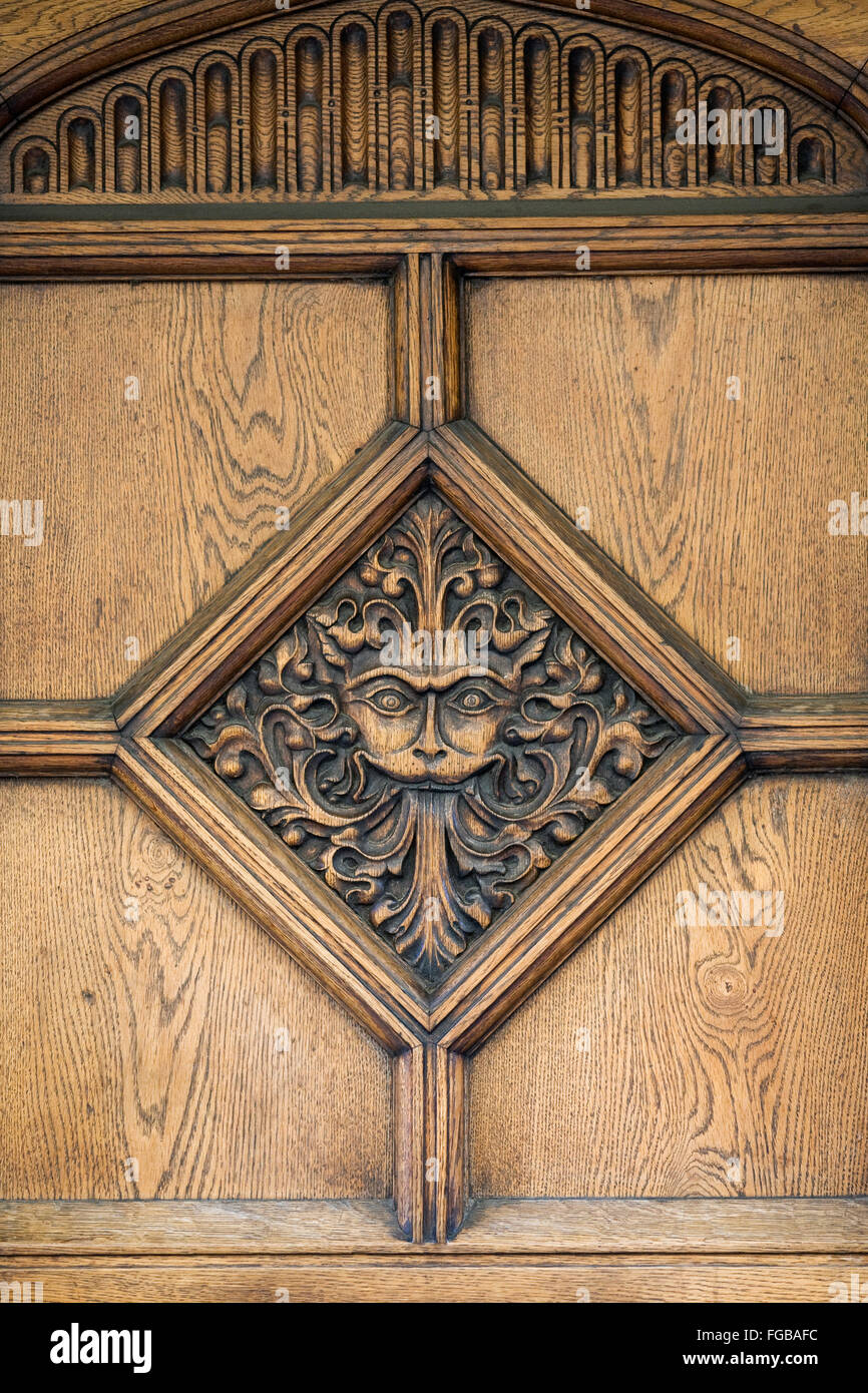 Green man carving, Brasenose College, Oxford. Stock Photo