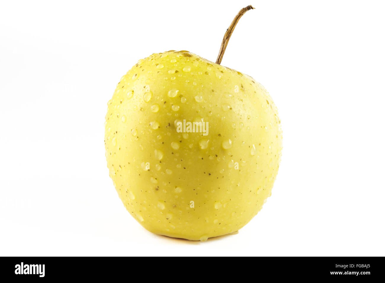 Golden delicious apple isolated on white background Stock Photo