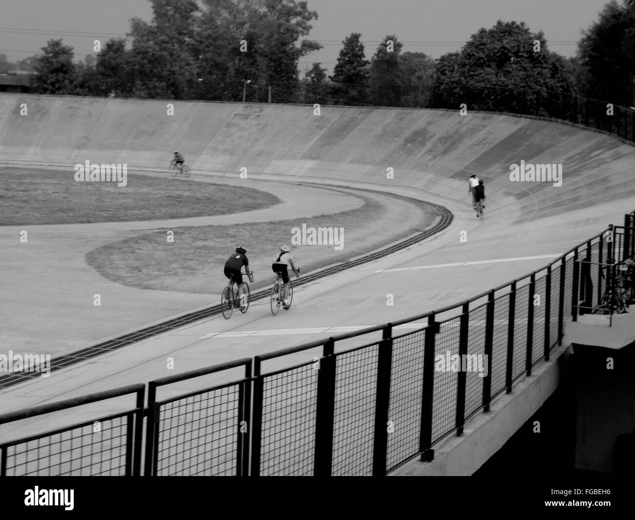 Track Cyclists Riding In Velodrome Stock Photo Alamy