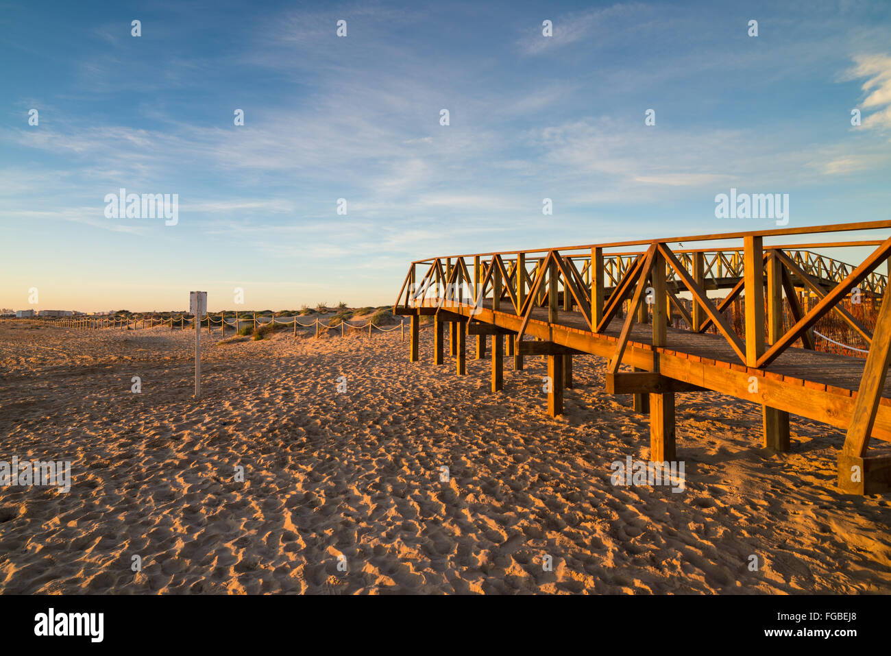 Guardamar beach with its walkways over protected dunes Stock Photo