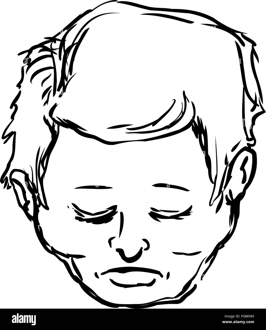 Outlined male with eyes shut Stock Photo Alamy