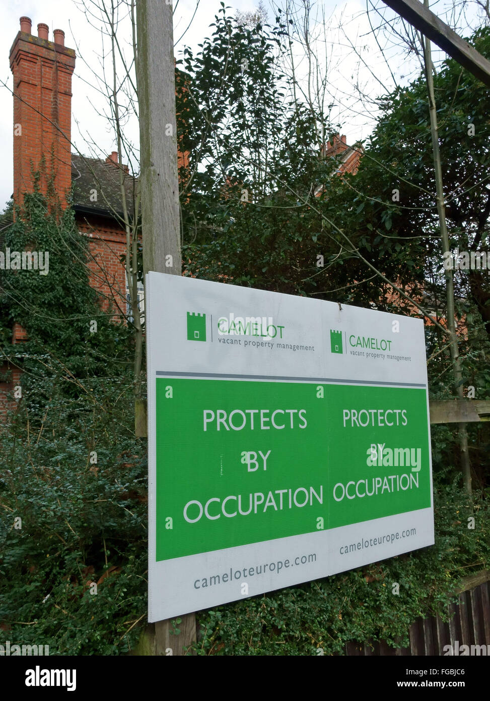 Empty property protected by occupation, South London Stock Photo