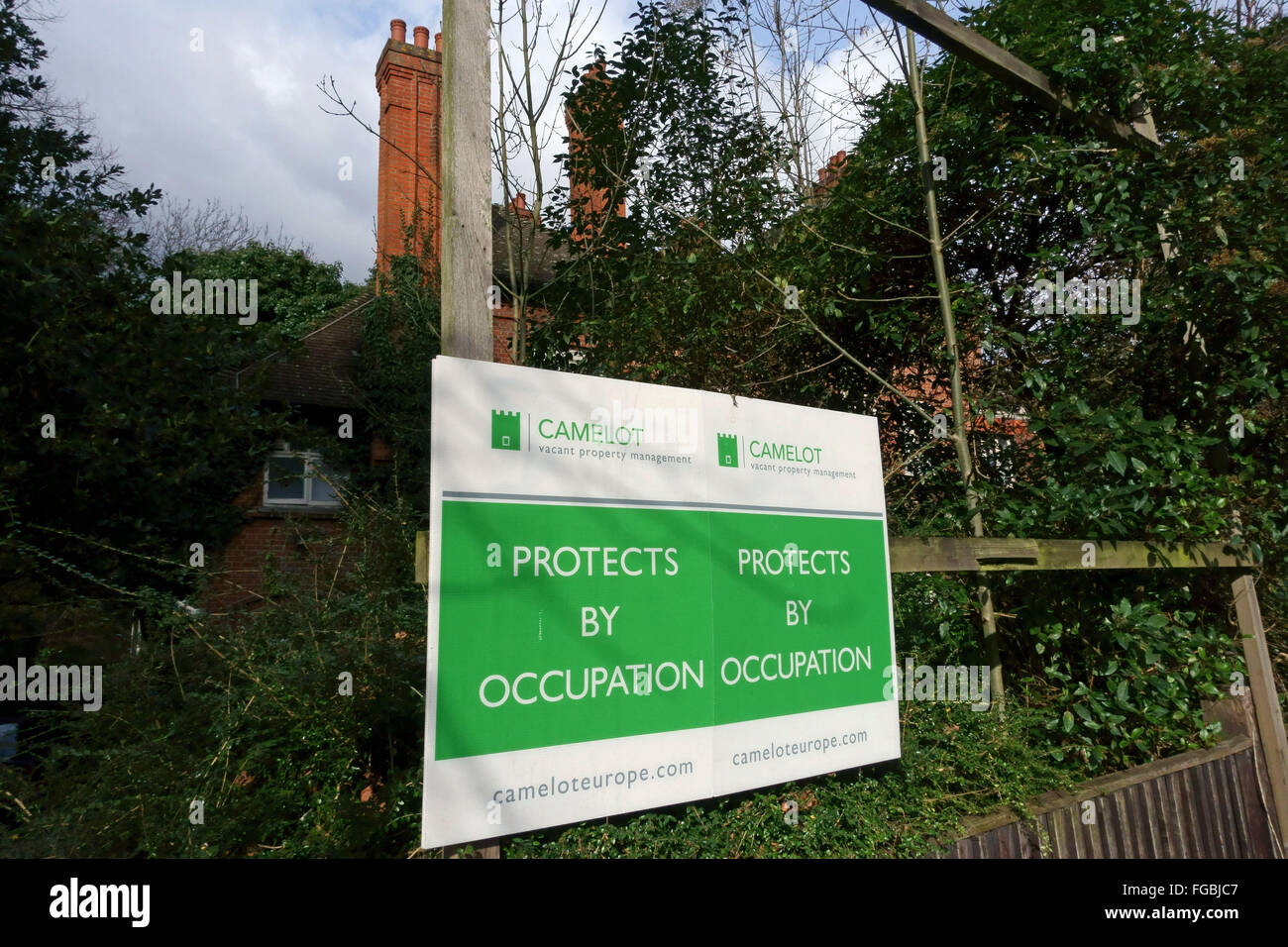 Empty property protected by occupation, South London Stock Photo