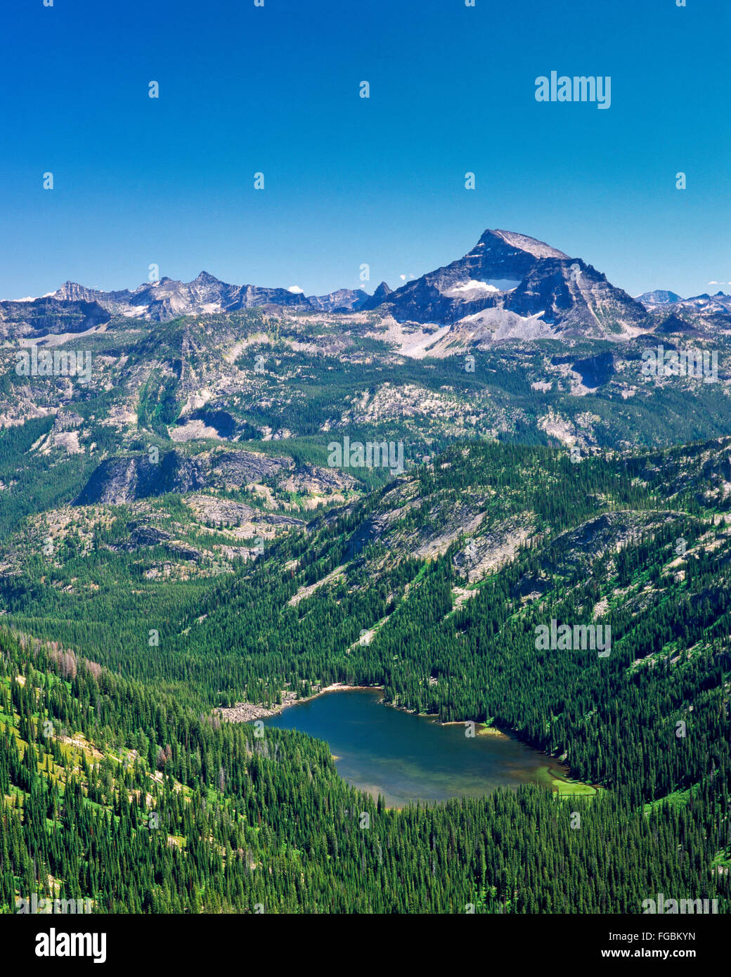 el capitan and elk lake in the bitterroot mountains near darby, montana
