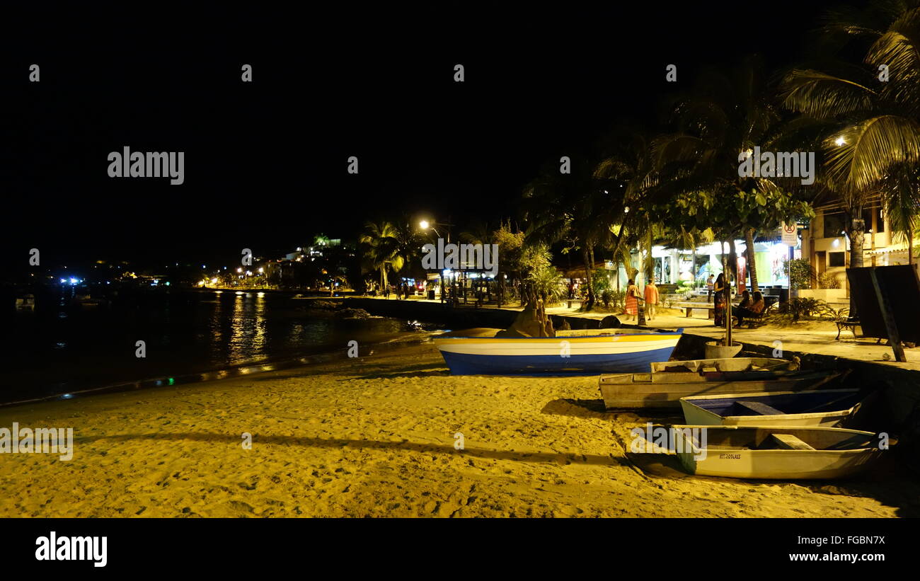 Fishing boats on Búzios beach night time, Brazil 2015 Stock Photo