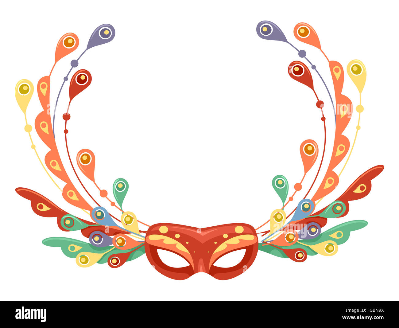 Illustration of a Face Mask Decorated with Feathers Stock Photo - Alamy