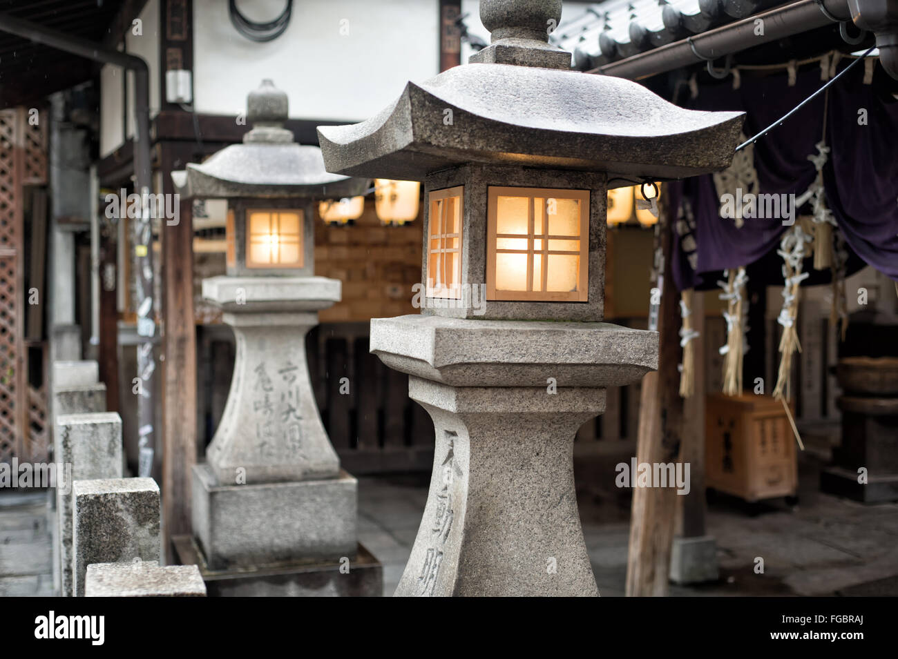 Japanese Stone Lights Stock Photo Alamy