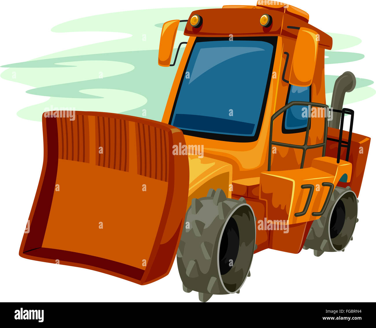 Illustration of a Bulldozer in a Parking Lot Ready to be Used Stock Photo