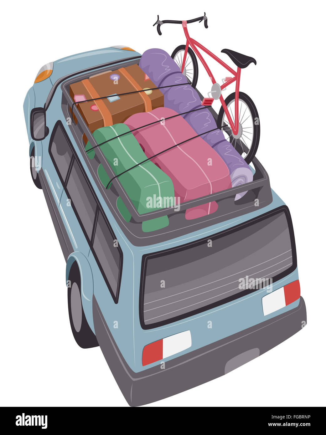 Illustration of an SUV Geared for a Long Road Trip Stock Photo