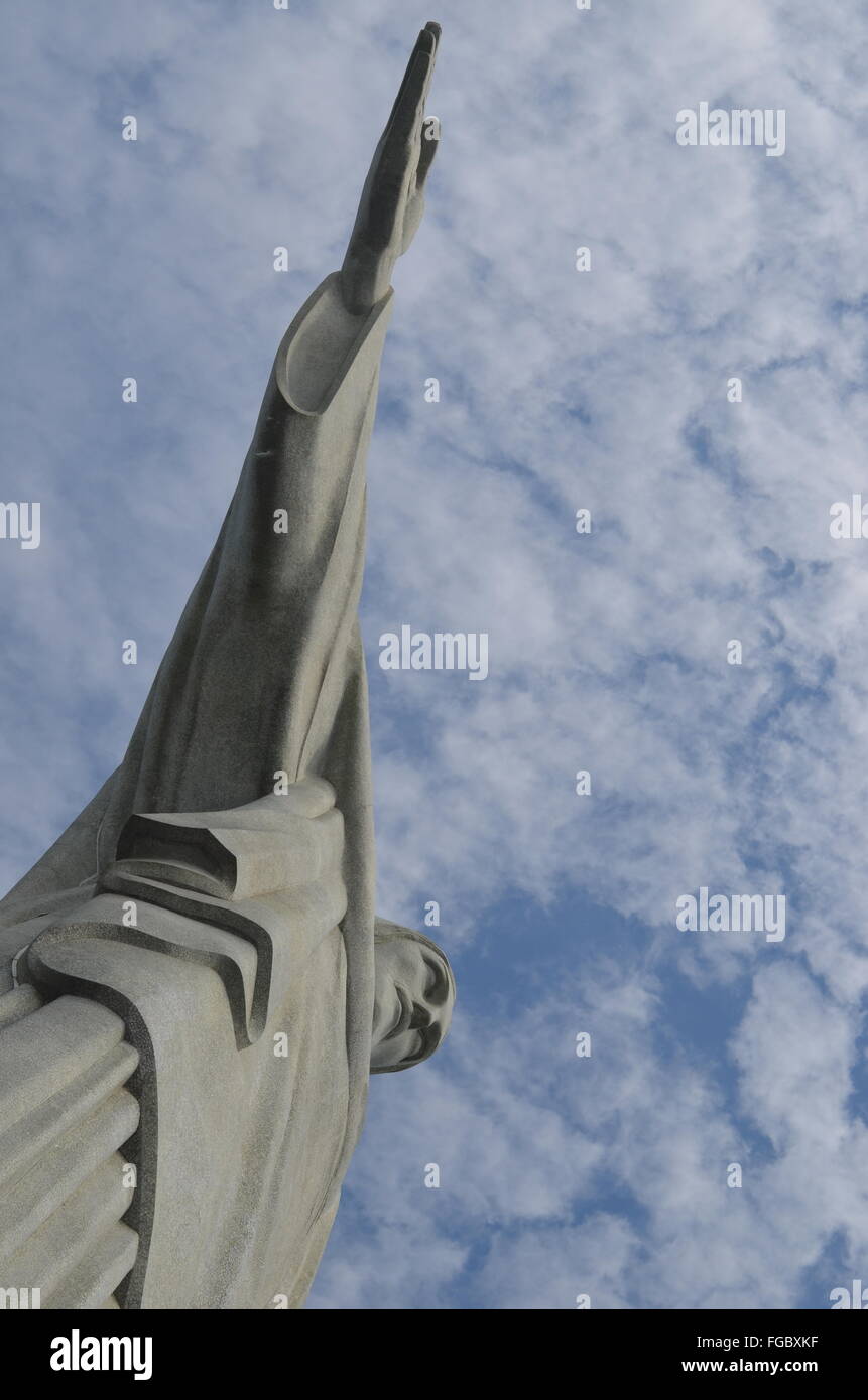 Christ the Redeemer statue, on the Corcovado mountain, Rio de Janeiro, Brazil. Stock Photo