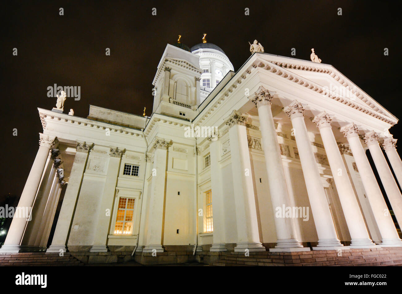 Low Angle View Of Cathedral Against Sky At Night Stock Photo