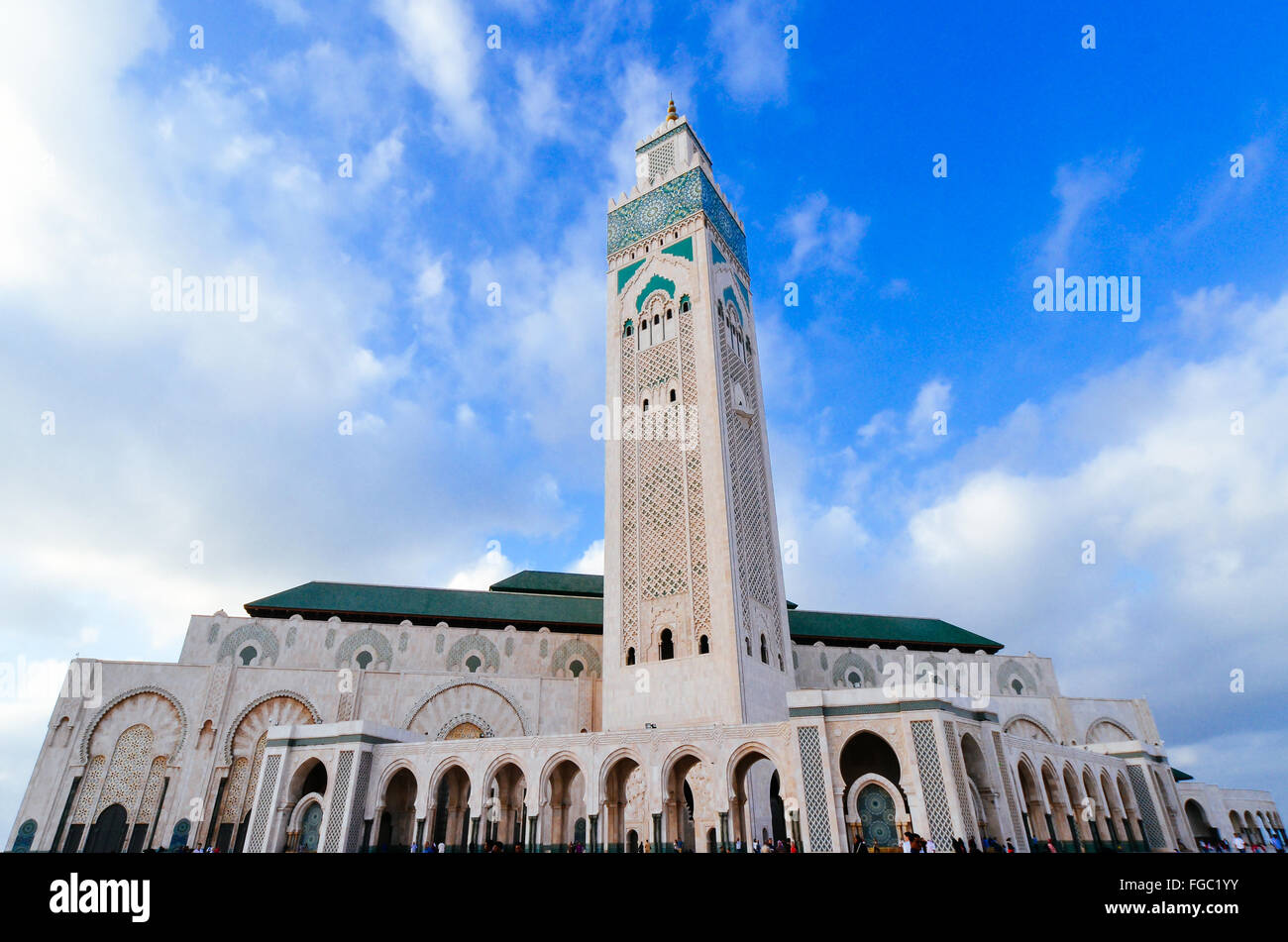 Low Angle View Of Mosque Hassan Ii Against Sky In City Stock Photo
