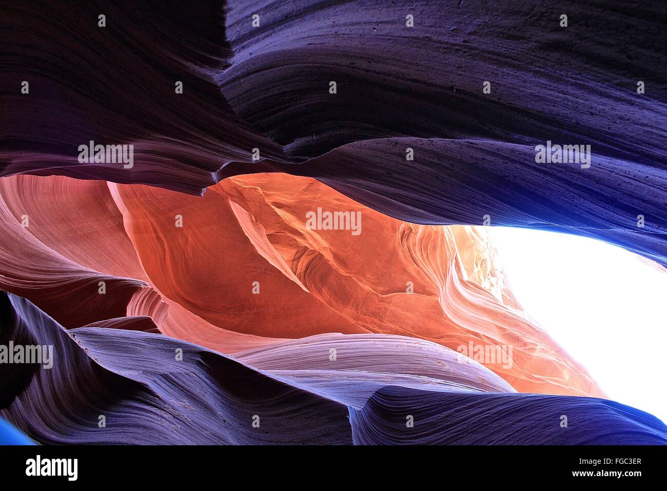 Directly Below Shot Of Rock Formations At Antelope Canyon Stock Photo