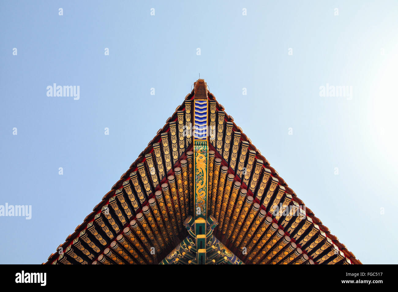 Low Angle View Of Pagoda Against Clear Sky Stock Photo
