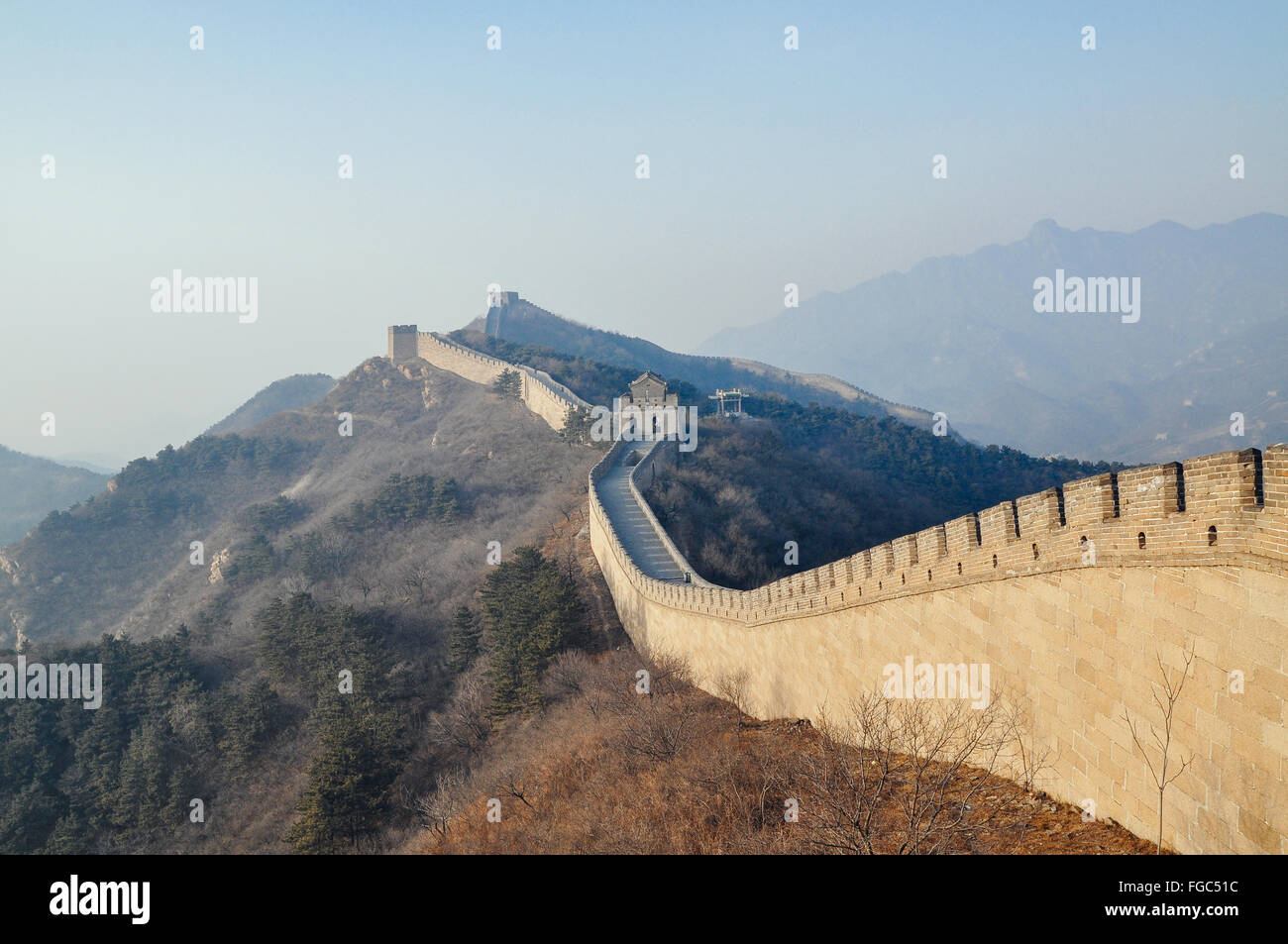 Great Wall Of China Against Sky Stock Photo