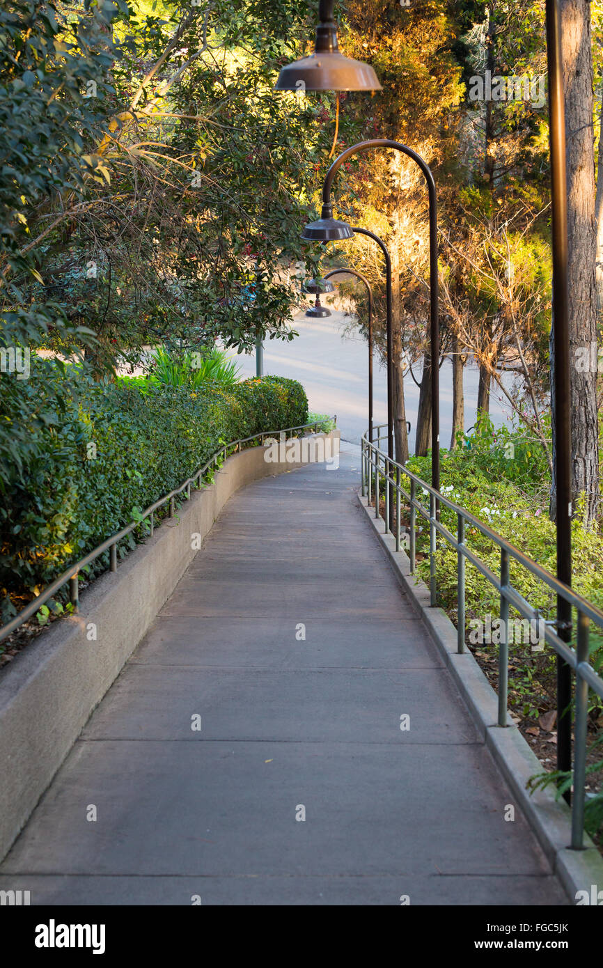 Long ramp or sidewalk is wheelchair accessible in California. Stock Photo