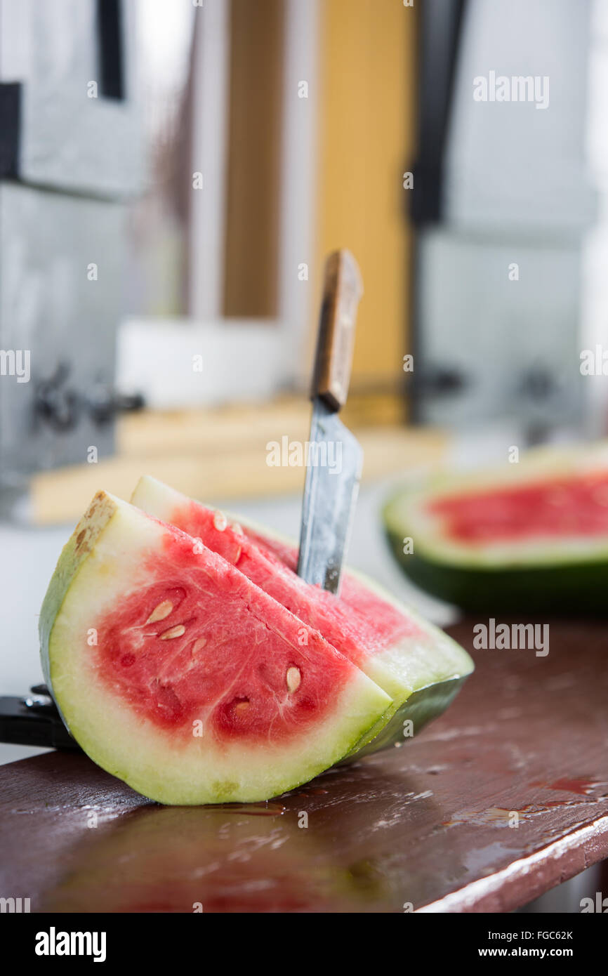 World famous Bradford Watermelon sliced open. Known for being the sweetest watermelon Stock