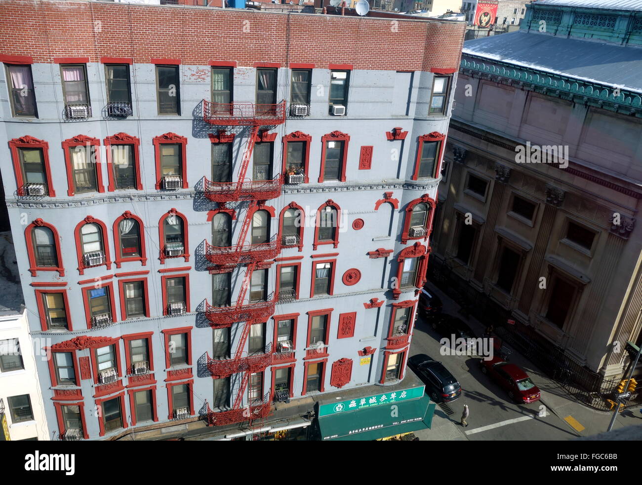 Apartment buildings in Chinatown, New York City, NY, USA Stock Photo