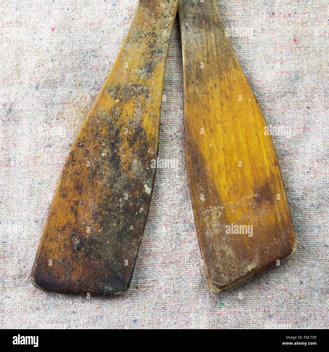 Old and used wooden food spatulas Stock Photo Alamy