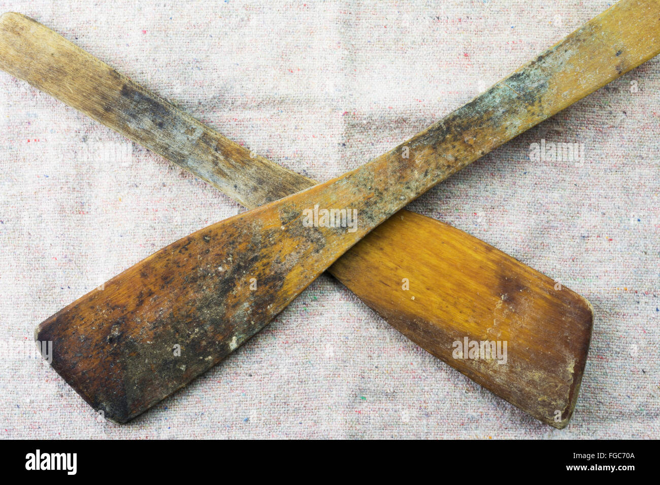 Old and used wooden food spatulas Stock Photo Alamy