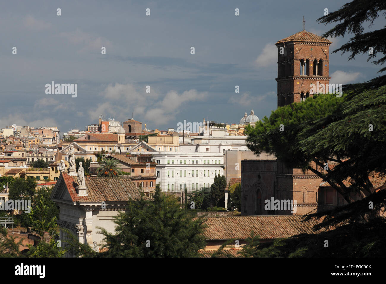 the bell tower of Santa Francesca Romana, Rome, Italy, Europe Stock Photo