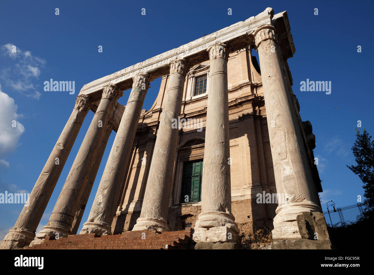 Temple of Antonino and Faustina in the Roman Forum, Rome, Italy; (Forum Romanum, Foro Romano) Stock Photo