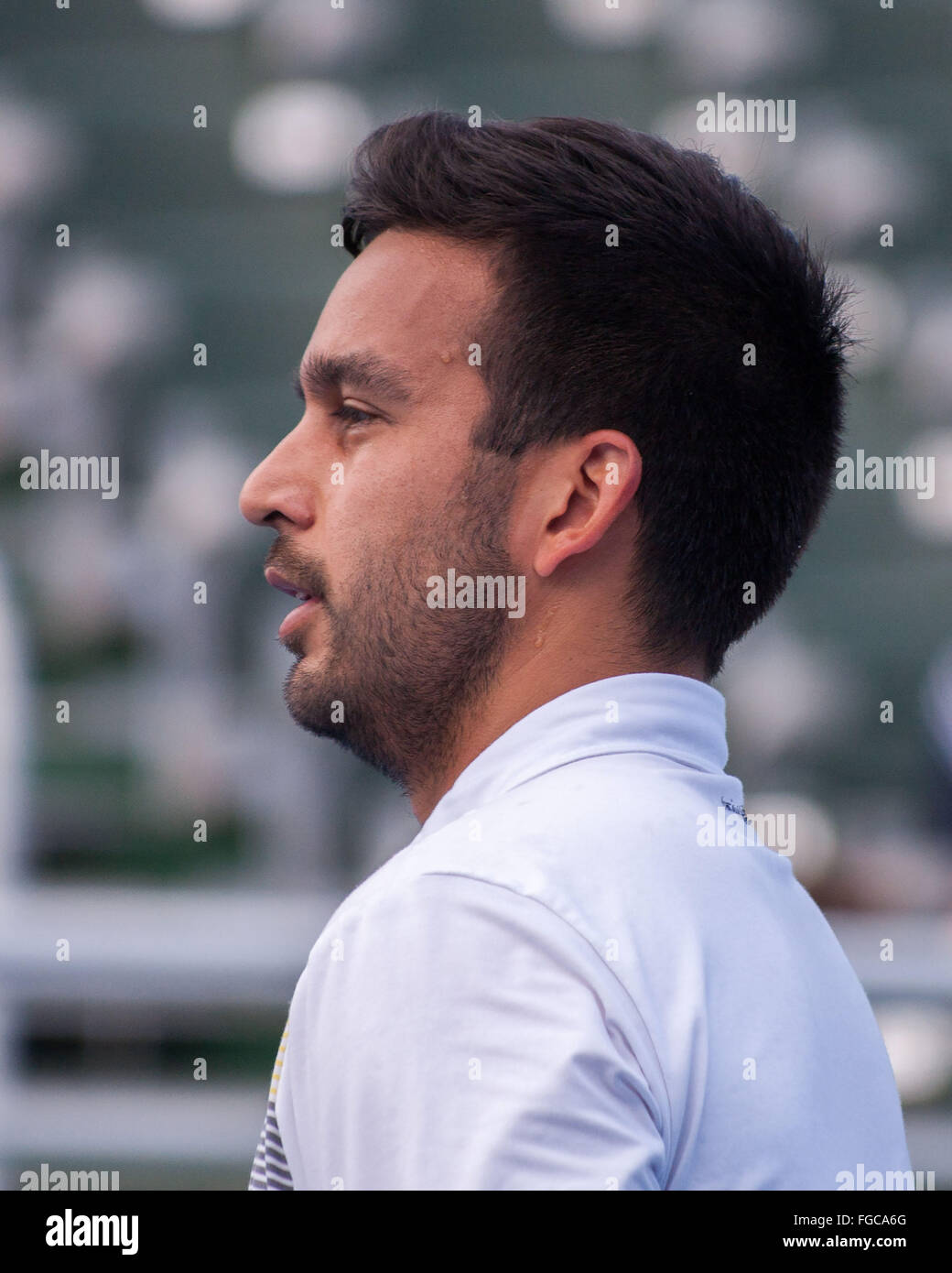 Delray Beach, Florida, US. 18th Feb, 2016. Profile portrait of TREAT HUEY Filipino-American pro tennis player. The Filipino-Belarusian third seed duo TREAT HUEY and MAX MIRNYI are through to the ATP World Tour Delray Beach Open semi-finals after a 6-3, 6-4 triumph over Australians Chris Guccione and Bernard Tomic. Credit:  Arnold Drapkin/ZUMA Wire/Alamy Live News Stock Photo