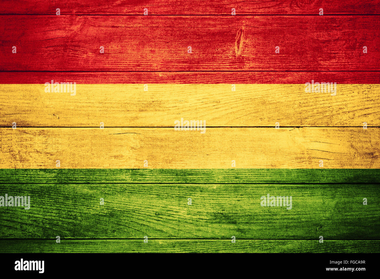 flag of Bolivia or Bolivian banner on wooden background Stock Photo