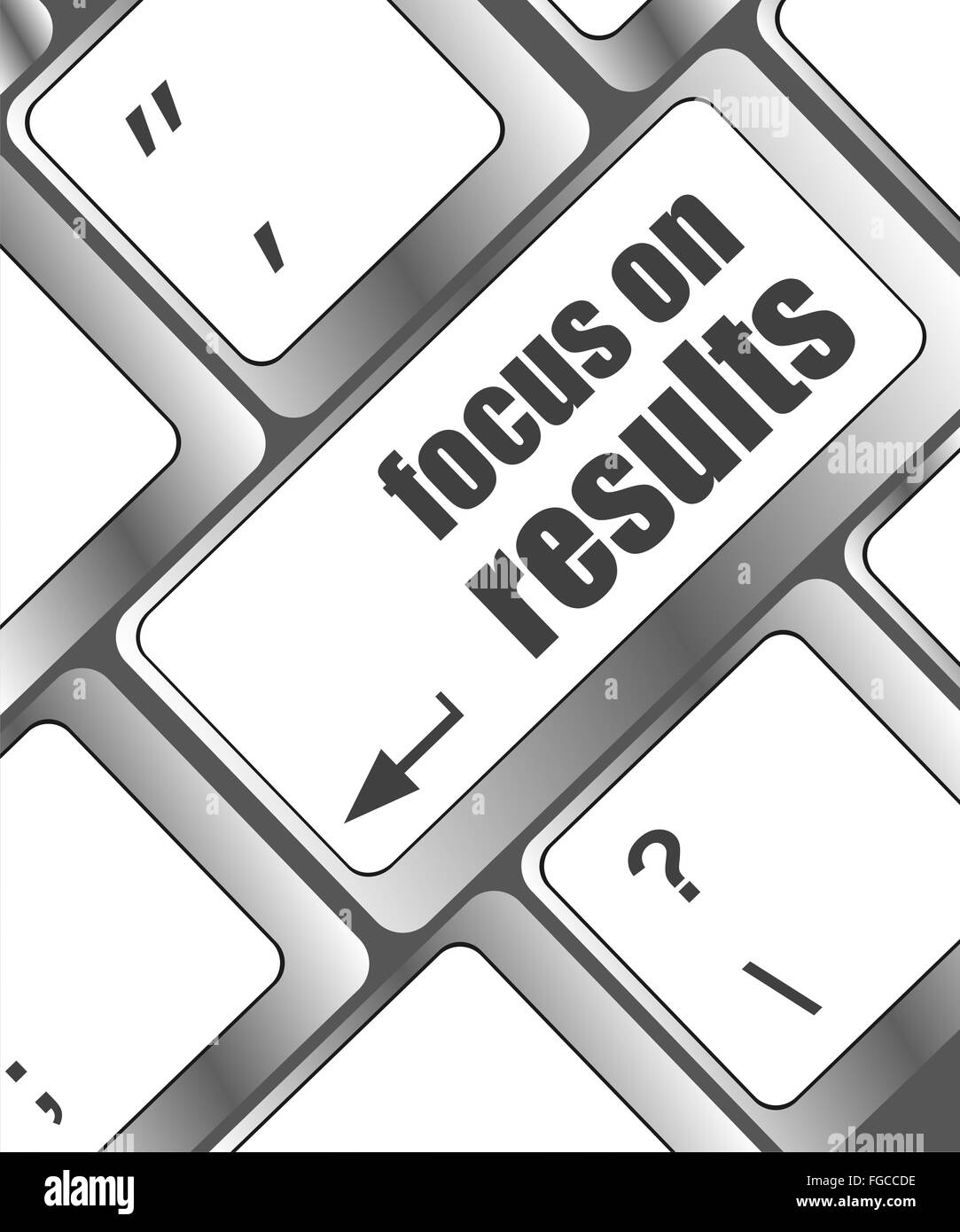 Modern keyboard focus on results text. Technology concept Stock Photo