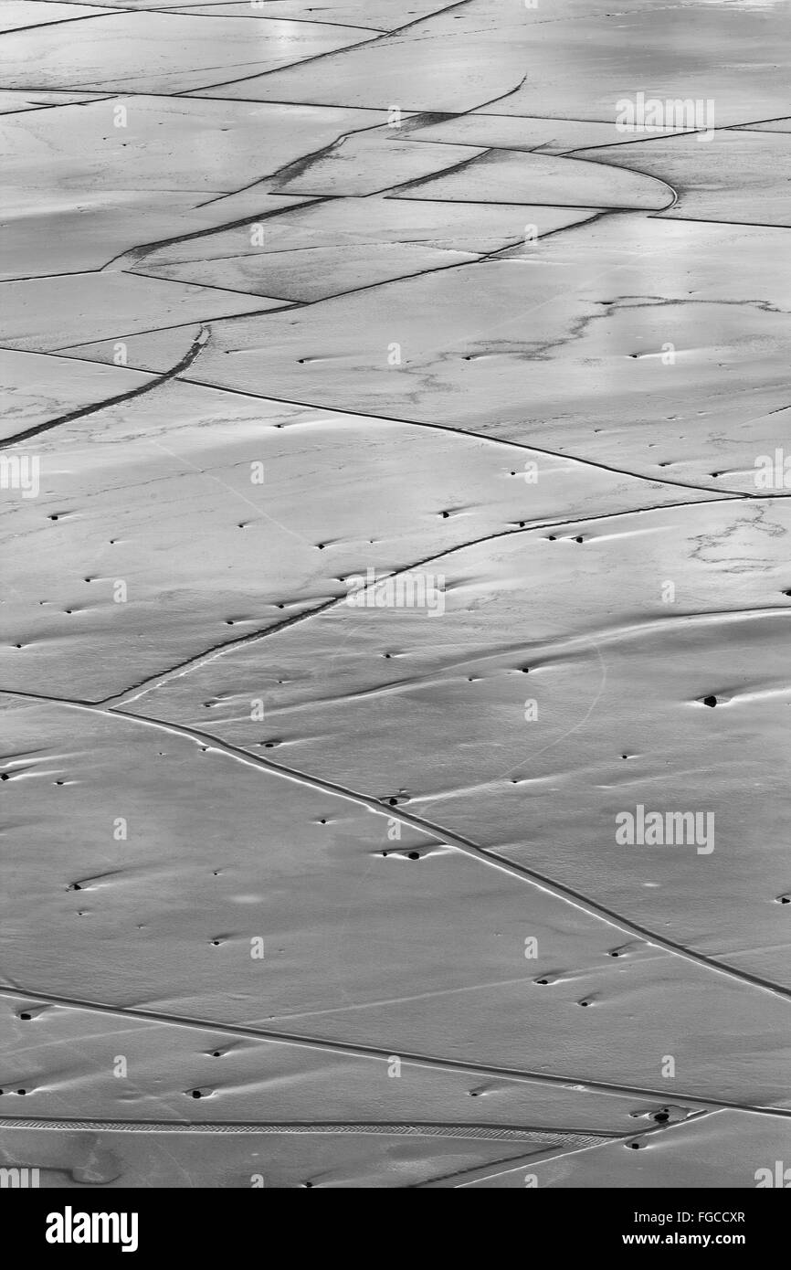 Frozen glacier lake, glacier lagoon of the Svinafellsjökull, Southern Region, Iceland Stock Photo