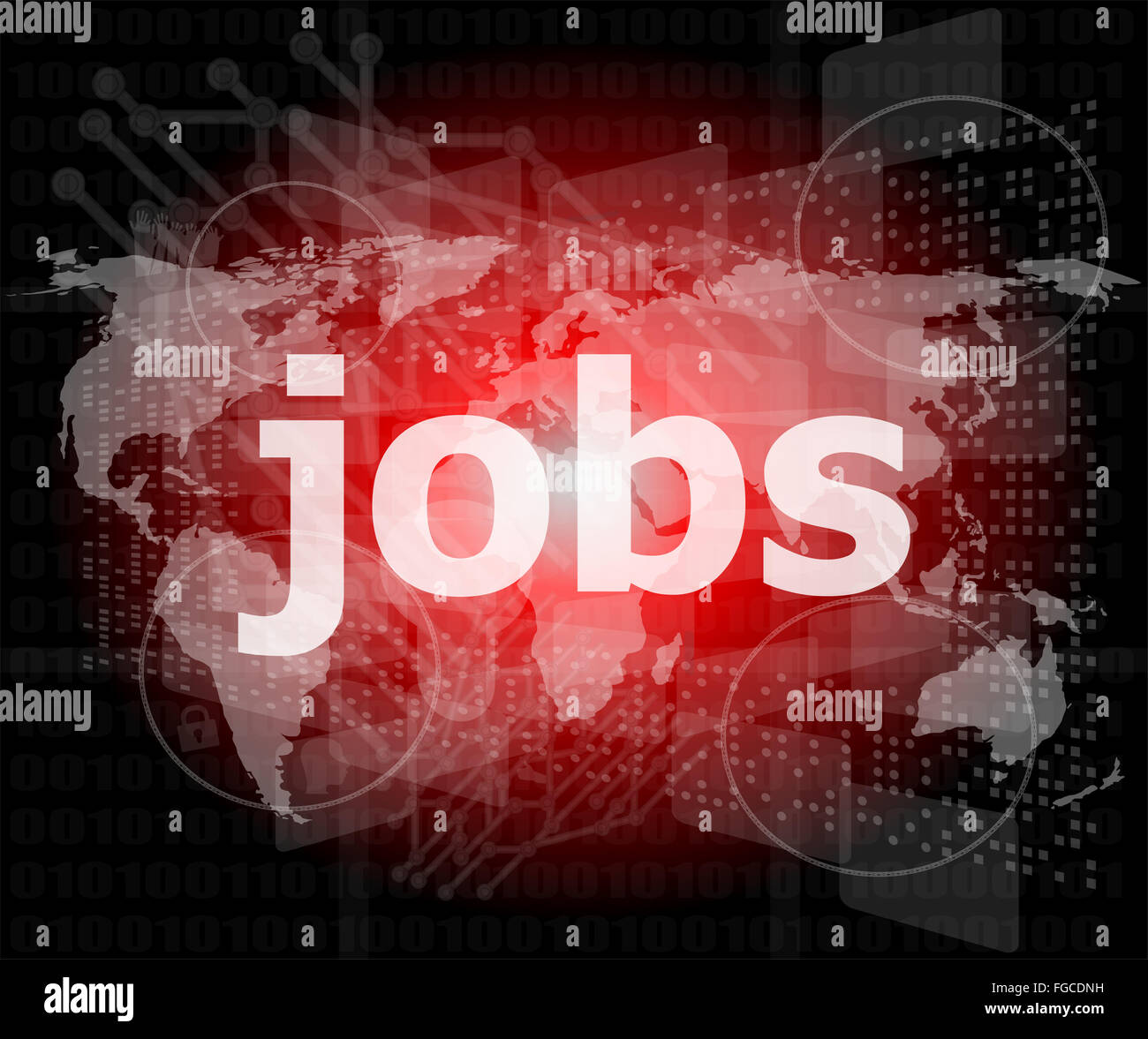 The word jobs on digital screen, social concept Stock Photo Alamy