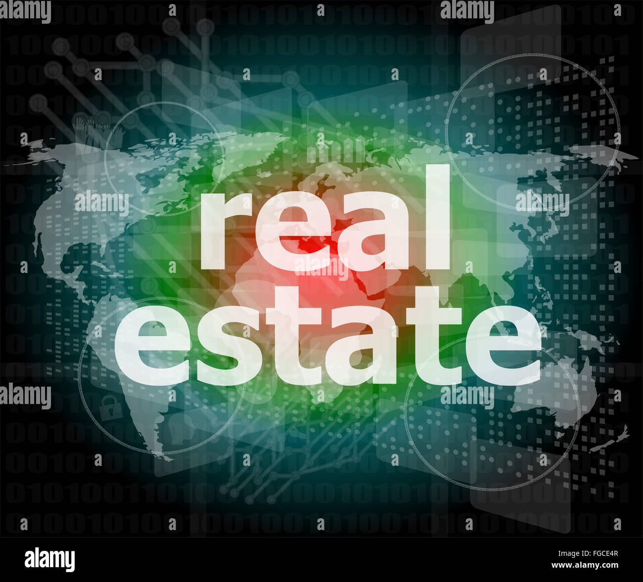 real estate text on touch screen Stock Photo