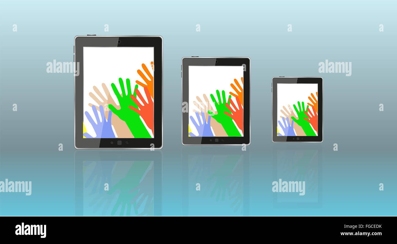 touch tablet pc computer modern technology with hands Stock Photo - Alamy