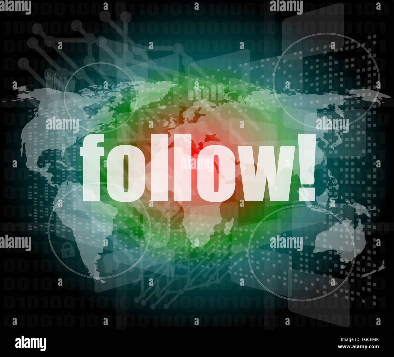 Social media concept: words Follow on business digital background Stock ...