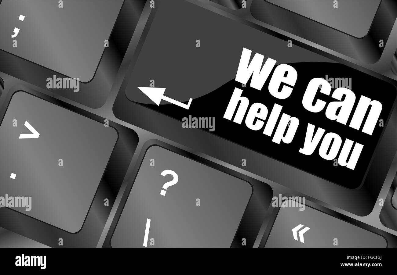 we can help you word on computer keyboard key Stock Photo