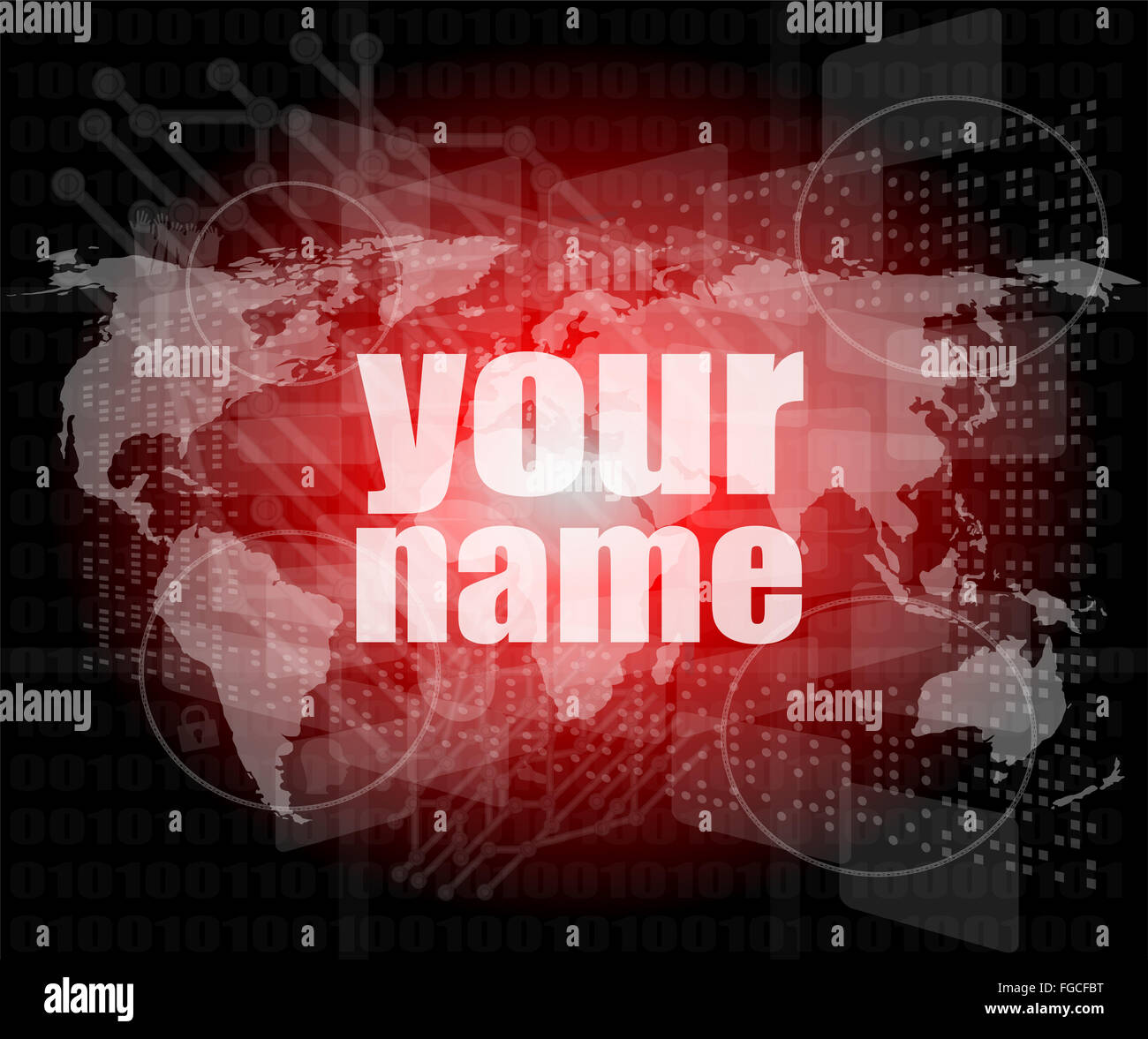 Business concept: words your name on digital screen, 3d Stock Photo