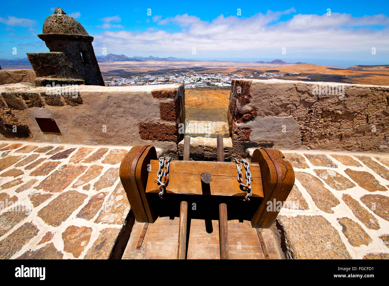 winch house castillo de las coloradas lanzarote spain the old wall