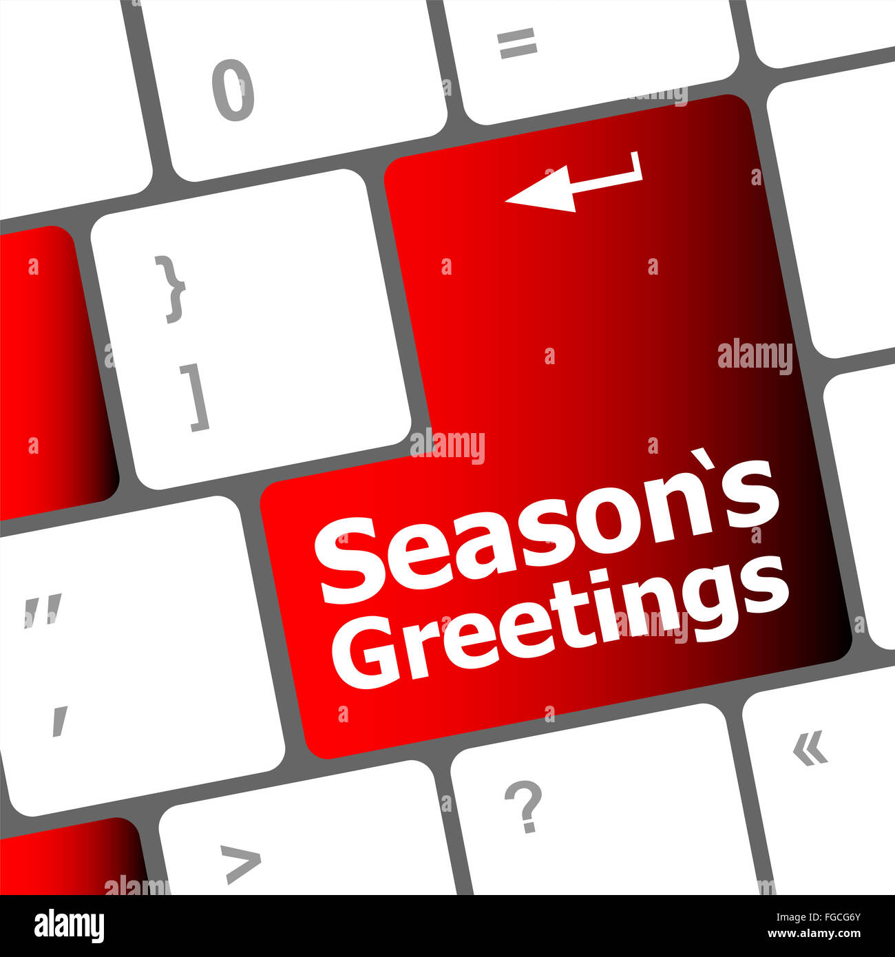 Computer keyboard with seasons greetings keys holiday concept Stock