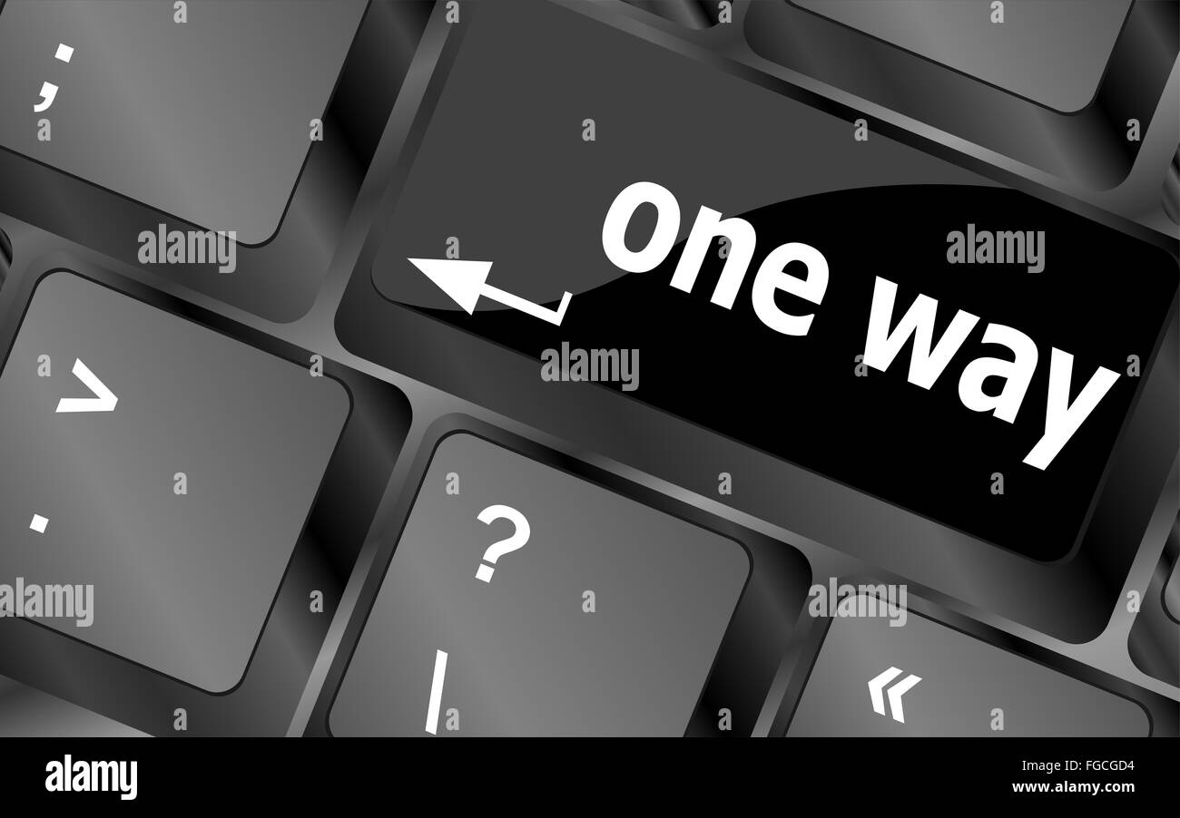 one way button on computer keyboard pc key Stock Photo