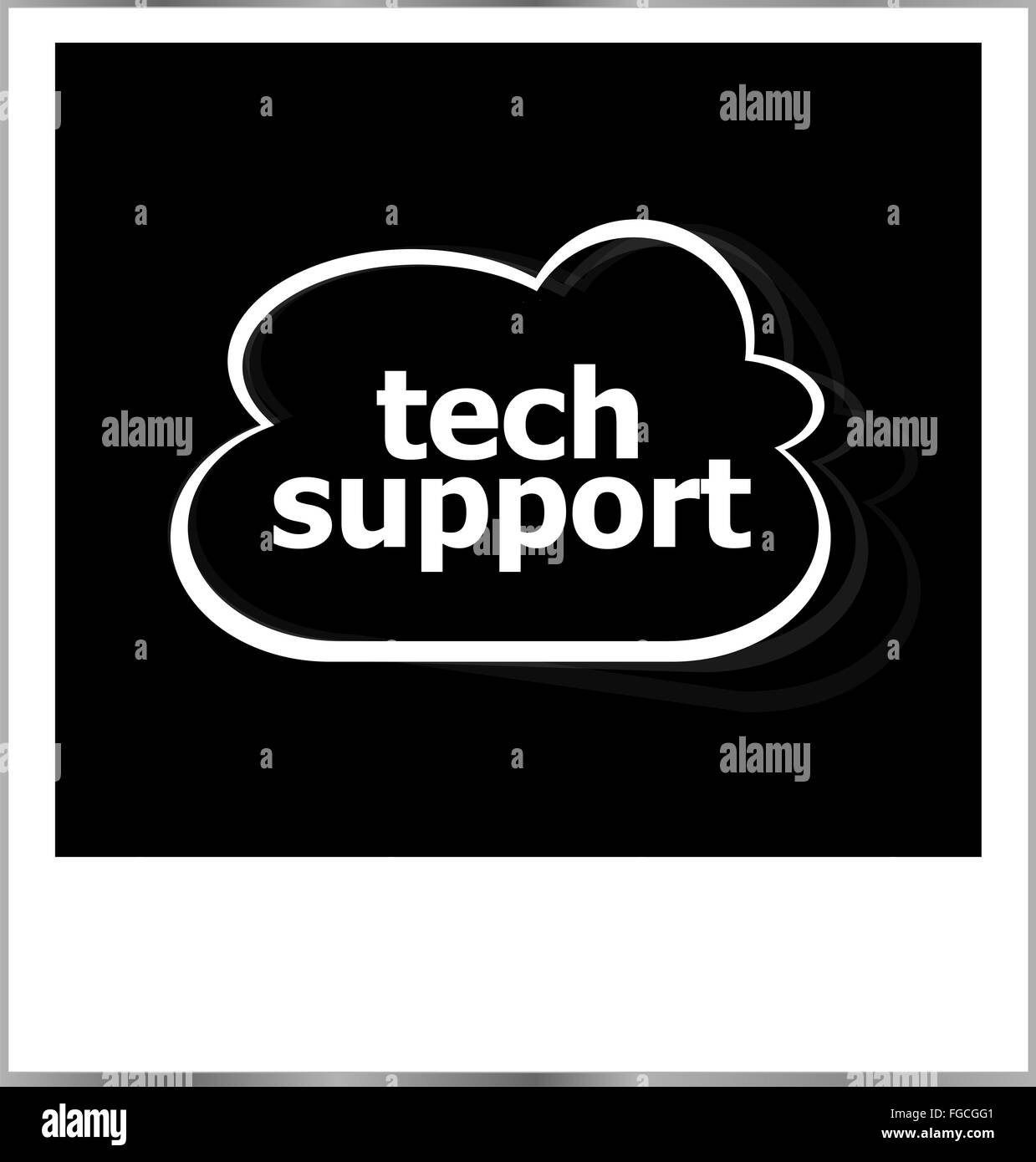 tech support word business concept, photo frame isolated on white Stock ...