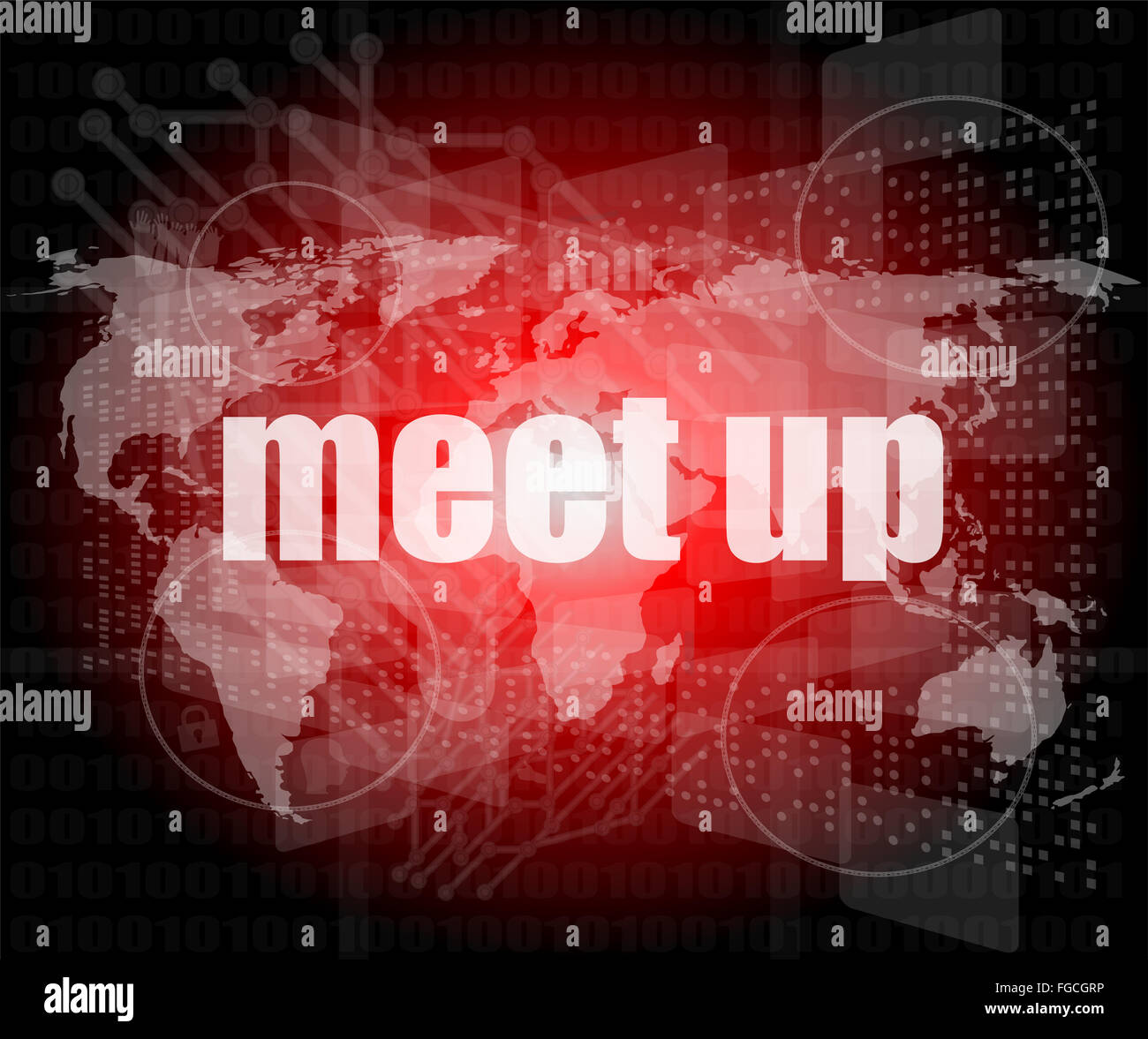 meet up words on digital touch screen, business concept Stock Photo - Alamy