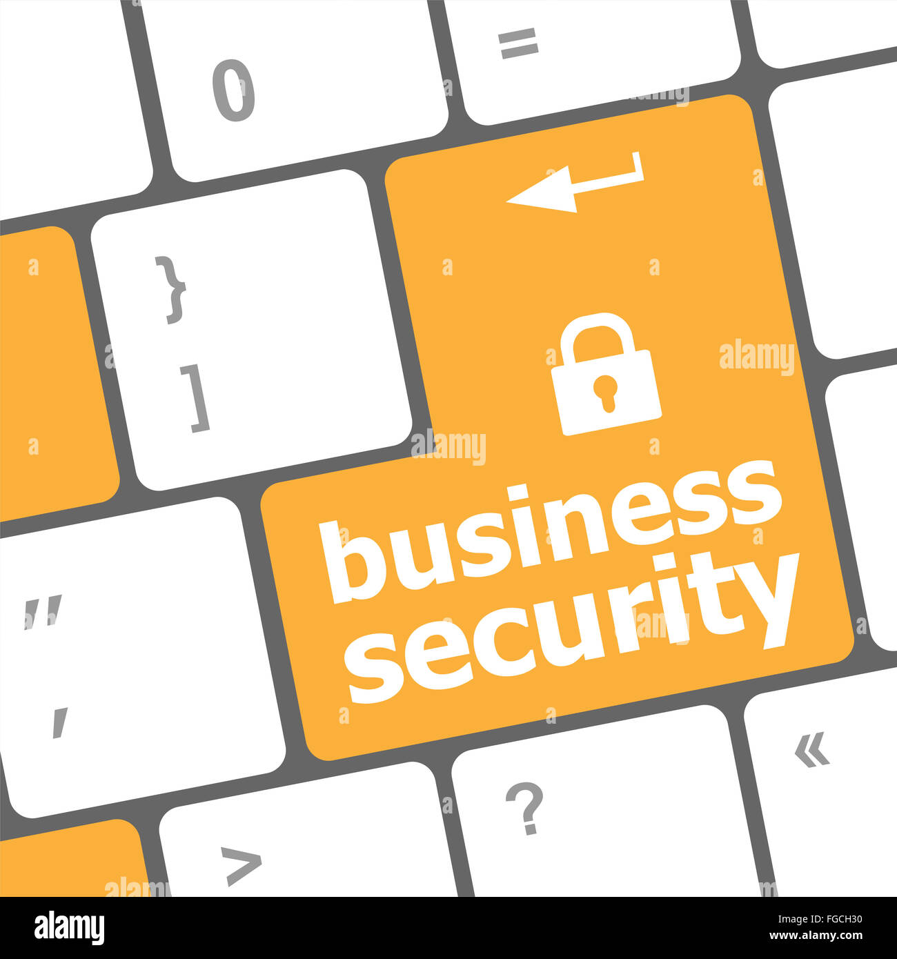 business security key on the keyboard of laptop computer Stock Photo