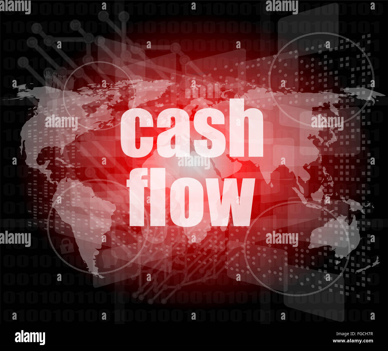 business words cash flow on digital screen showing financial success Stock Photo
