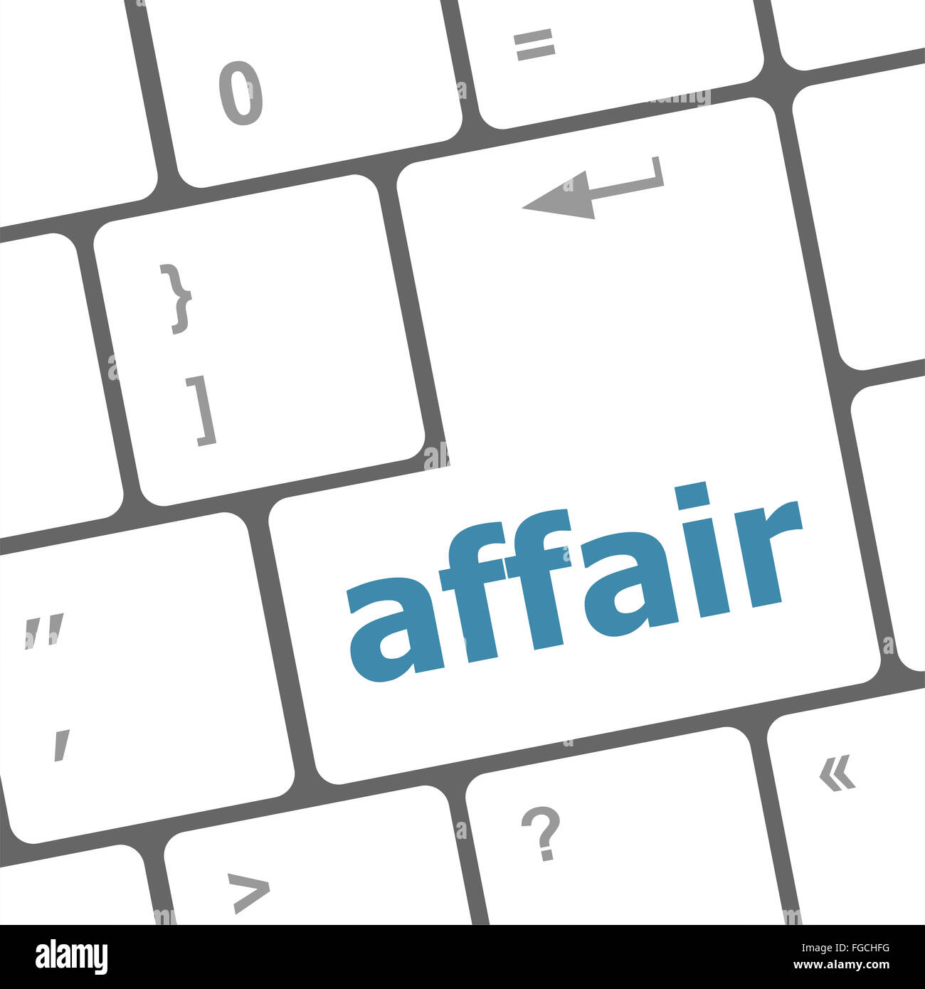 computer keyboard keys, affair word Stock Photo