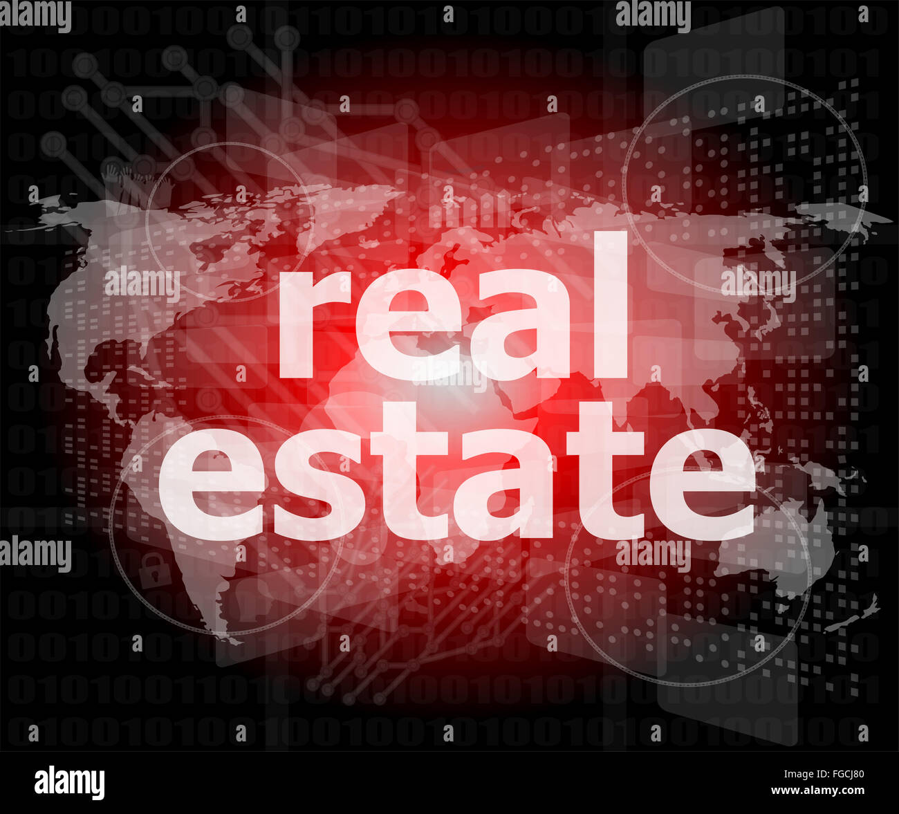 real estate text on touch screen Stock Photo