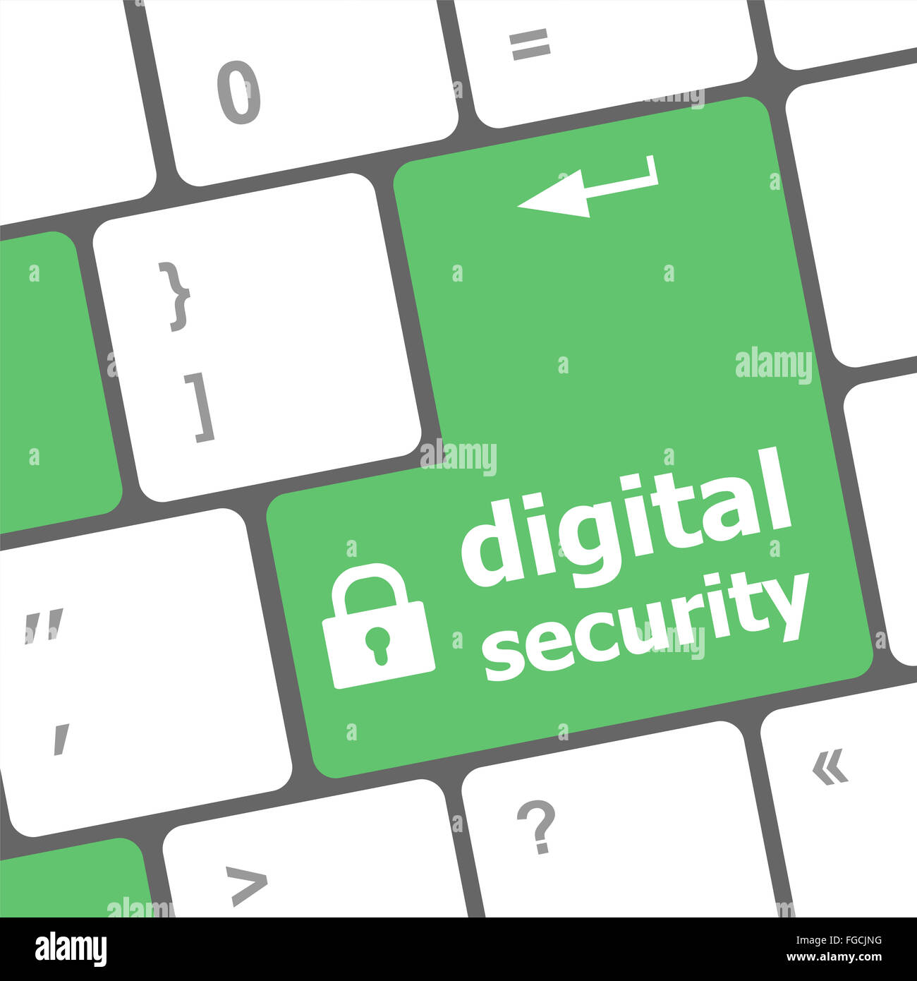 Safety concept: computer keyboard with digital security icon on enter button background Stock Photo