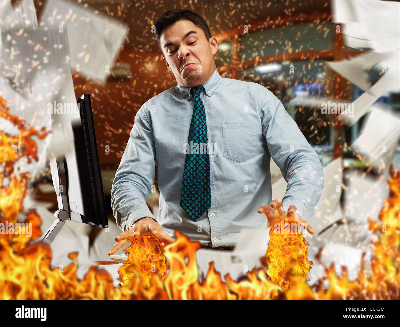 Angry businessman in the office Stock Photo