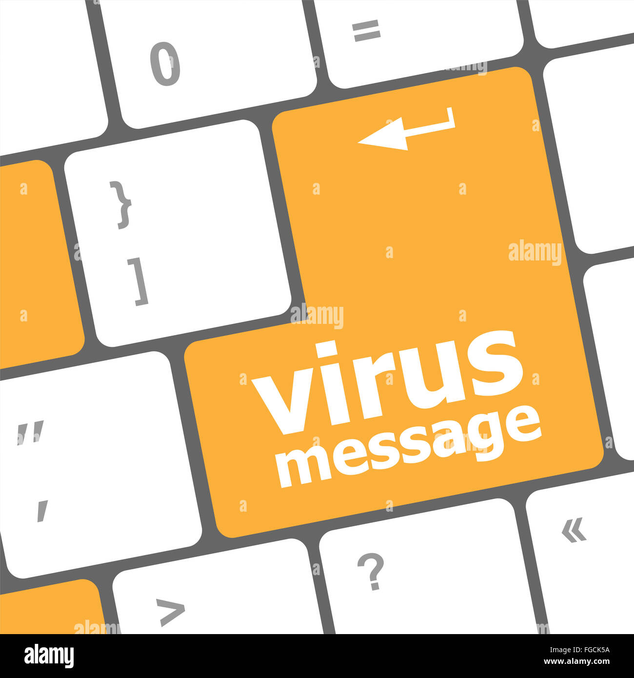 Computer keyboard with virus message key Stock Photo Alamy