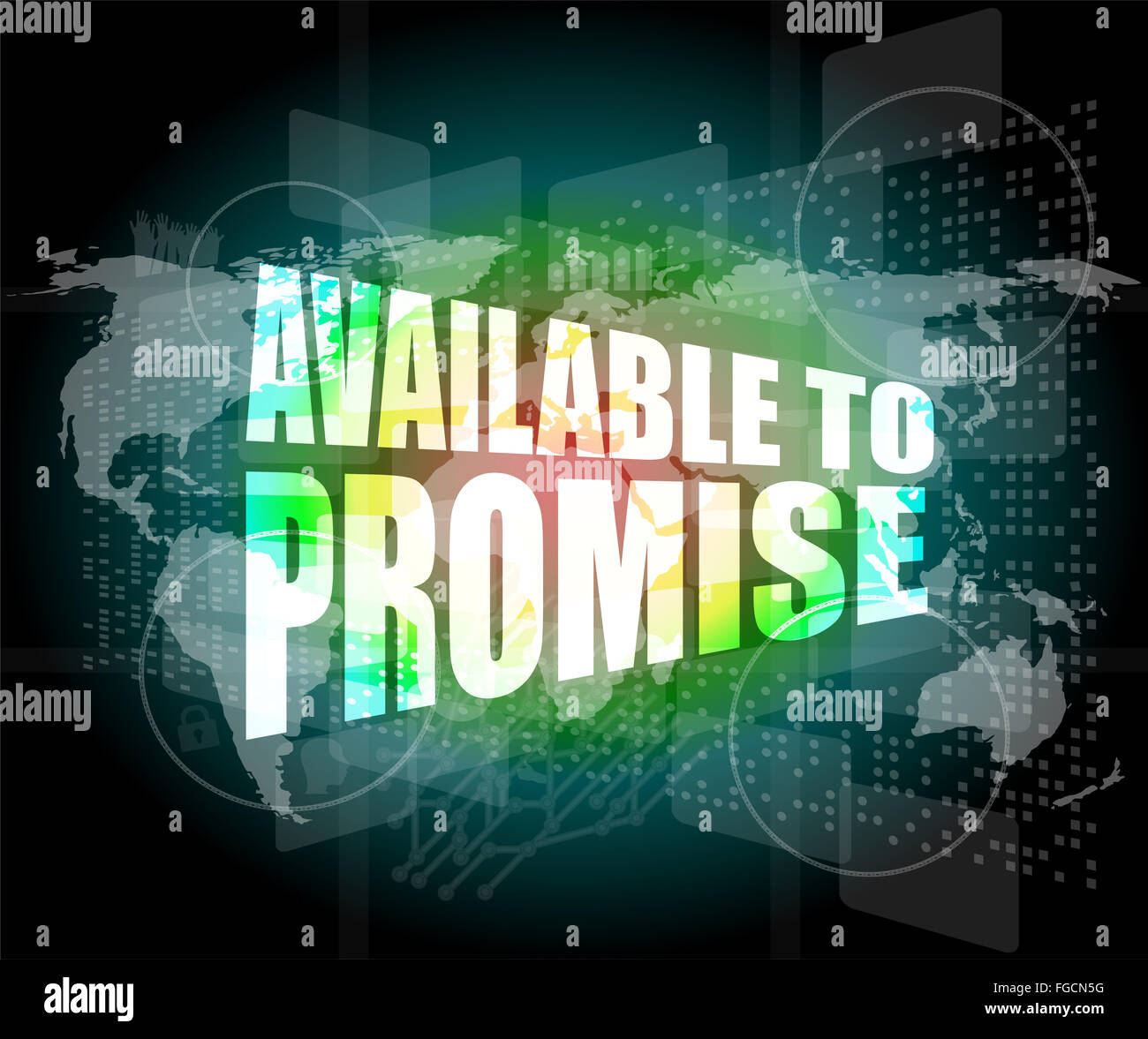 available to promise words on digital screen Stock Photo