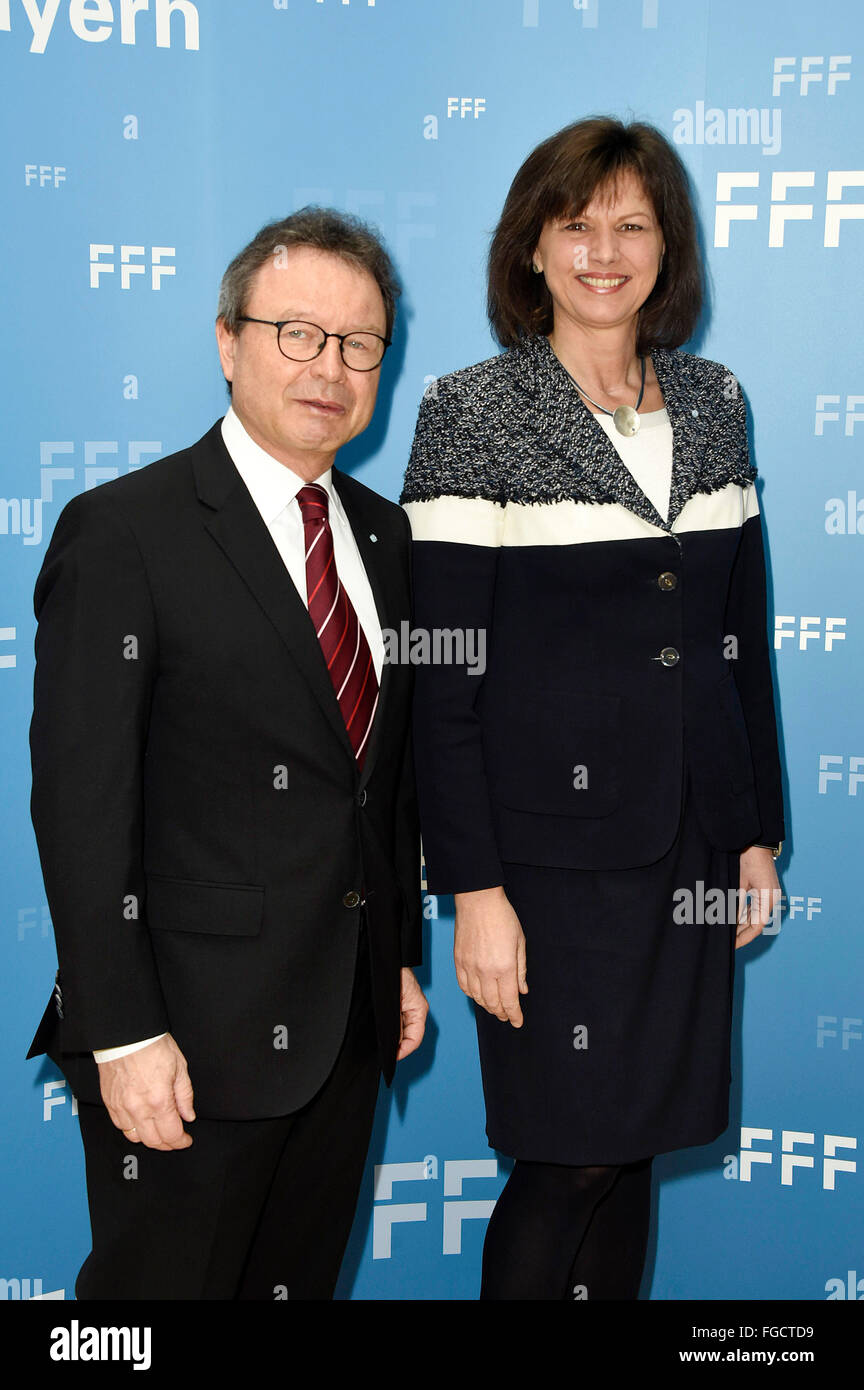 Berlin, Germany. 18th Feb, 2016. Prof. Dr. Klaus Schaefer and Ilse Aigner  at the FFF Bayern Berlinale Reception 2016 during the 66th Berlin  International Film Festival/Berlinale 2016 at the Representation of Hesse
